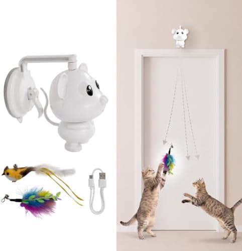 Interactive Cat Toys for Indoor Cats - Electric Flying Bird Feather Teaser, USB Rechargeable Automatic Kitten Toy, Durable & Safe Pet Exercise Toy