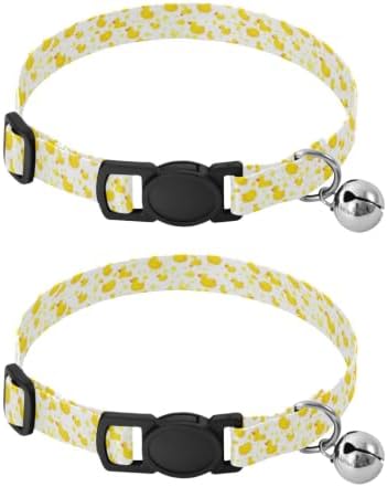 Cute Ducks Cat Bell Collar 2 Pack Pet Collar Adjustable 10.6 to 17.1 Inches