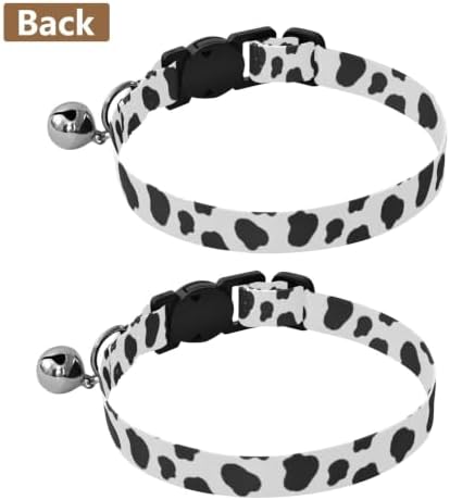 Black Cow Spots White Kitten Collars 2 Pack Collars for Cats Adjustable 10.6 to 17.1 Inches