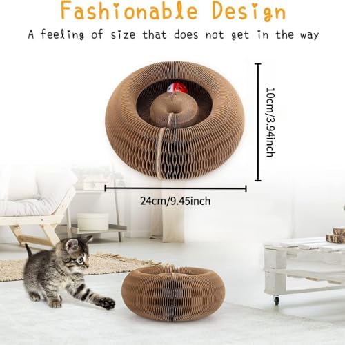 Kitty Kurlz Magic Organ Cat Scratcher Toys for Indoor, 2 Pack Twisty Paws Kitten Toy Cardboard Scratching Pads for Claw Grinding Interactive Mental Physical Exercise