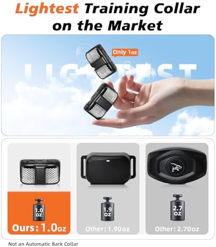 Ultra Compact Dog Shock Collar, Lightest Dog Training Collar with Remote for Small Dogs 5-30lbs & Medium Dogs/Puppies, Waterproof, Rechargeable, 1300ft Range (White Black Dot&Small)