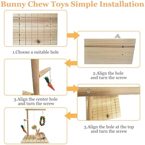 Hamiledyi Rabbit Toys for Bunnies Boredom Indoor Rabbit Scratching Board Bunny Chew Toys for Teeth Grinding Natural Fruit Wood and Corn Cob Timothy Ball Chewing Toys for Rabbits Other Rodent Pets