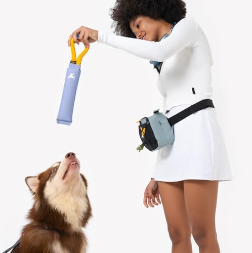 OllyDog Tugger | Dog Tug Toy for Tug of War & Training | Durable Bite Pillow | Eco-Friendly Recycled | Handle | Medium Large Dogs (Blue Heron)