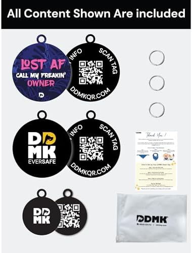 DDMK Smart Pet Tag Set | Includes 3 Tags | QR Code for Instant Alerts | Custom Pet Profiles | Durable & Waterproof | No Subscriptions or Fees |28-Lost AF Call My Freaking Owner