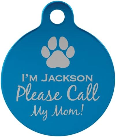 Signature Custom Laser Engraved Anodized Aluminum Pet ID Tags (Red, Round 1 1/4")