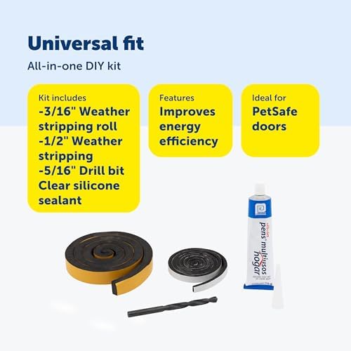 PetSafe Dog Door Installation & Insulation Kit, Weatherproof Any Pet Door | All-In-One DIY Kit Improves Fit & Efficiency, Includes Drill Bit, Weather Stripping, Silicone Sealant, Fits Any Pet Door.