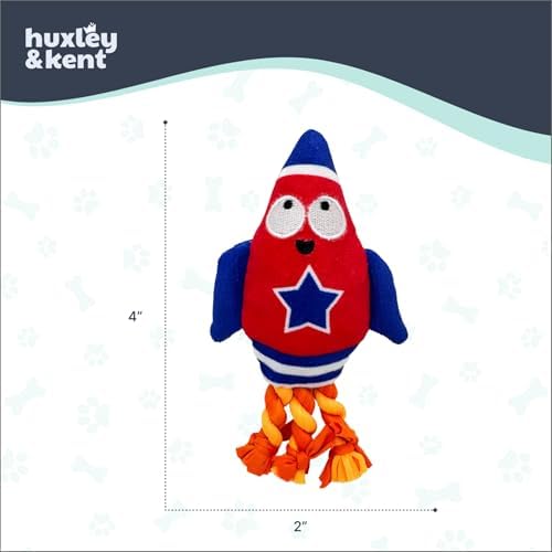 Huxley & Kent Funny Dog Toy w/Squeaker – Power Plush Squeaky Dog Toys for Small Dogs – Durable Small Stuffed Animal for Indoor Play & Fetch - Tiny Tuff Rocket Man