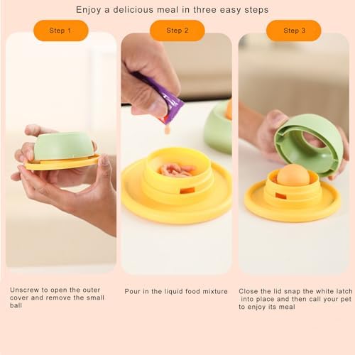 Focket Dog Lick Bowl with Ball, Interactive Slow Feeder Dog Bowls, Licking Bowl with Rolling Ball, Treat Dispenser for Liquid Treats for Large Medium Small Dogs and Cats (Green)