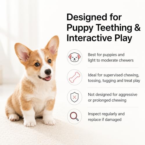 Puppy Chew Toys 6 Pack, Soft TPR Teething Set for Small Dogs, Pink