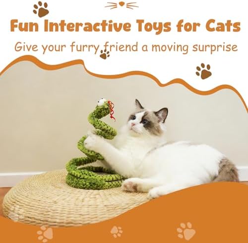 Cat Interactive Toy: Green Spiral Spring Snake with Catnip - Indoor Cat Toy with Rattling Stones, Fun Cat Springs for Playful Kittens & Adult Cats (Green)