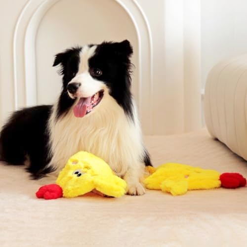 Tamu style Crinkle Chicken Dog Toy, No-Stuffing Squeaky Plush, 14 Inch