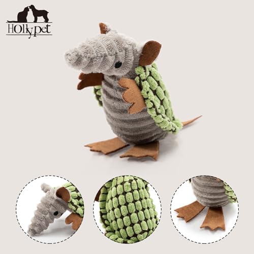 Hollypet Armadillo Squeaky Puppy Dog Toys for Small Medium Dogs, 6"