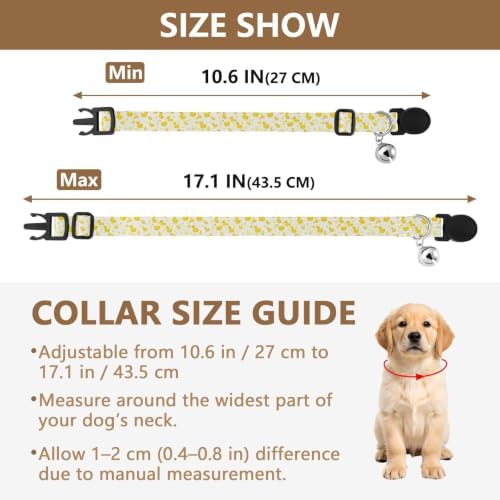 Cute Ducks Cat Bell Collar 2 Pack Pet Collar Adjustable 10.6 to 17.1 Inches