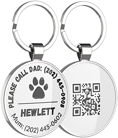 QR Code Dog Tag -On Pet ID Name Tag for Dogs, Cats & Horses – Custom Personalized Noiseless Tag with Jingle-Free Fit & Online Profile Display