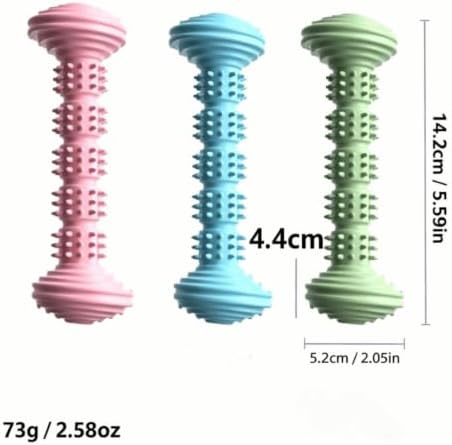 Dog Rubber Chew Toy, Bone Shape Puppy Teething Toy with Massage Bumps, 5.59 in, for Small and Medium Dogs(Pink)