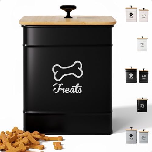 Dog Treat Container with Airtight Bamboo Lid, 5"W x 7"H, 7 Cup Capacity