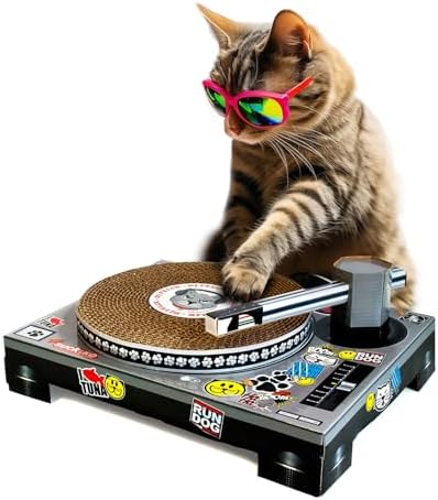 Suck UK Cat Scratcher DJ Decks - Cardboard Cat Scratchers - Funny Cat Scratching Board - Cat Scratching Mat - Interactive Cat Toy & Kitten Toys - Cat Furniture - Cat Gifts - Novelty Gifts for Cats
