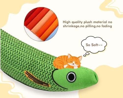 DS.DISTINCTIVE STYLE 3 Pack Catnip Cat Toys with Subtle Sound - Kicker & Interactive Fish Shapes for Kittens and Adult Cats