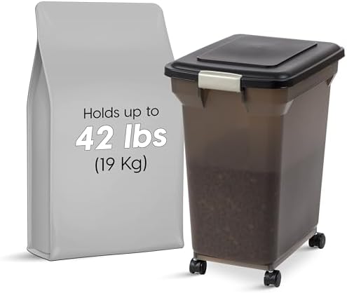 IRIS USA Dog Food Storage Container, Up to 40 lbs, Smoke, Made in USA
