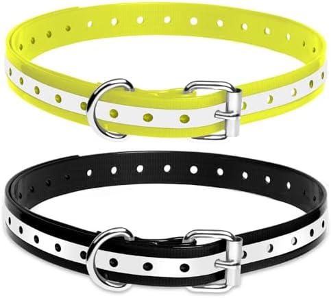 Dog Shock Collar Replacement Strap 2-Pack - Compatible with Jugbow, Garmin, Patpet | 3/4 Inch Adjustable TPU Collar for Dogs | Waterproof & Reflective Design for Training, Walking