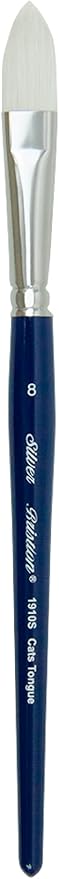 Silver Brush Limited 1910S-8 Bristlon Cats Tongue Paintbrush for Oil, Acrylic, and Heavy Body Paints, Size 8, Short Handle