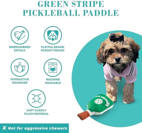 Haute Diggity Dog Pickleball Paddle Plush Dog Toy, Funny Parody Chew Toys