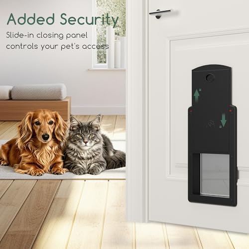 Large Cat Door with Sliding Lock Panel and Magnetic Flap