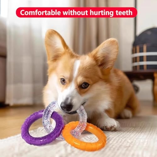 RXT 3-Ring Tug Dog Toy for Dogs Training Teething,Interactive Fetch Toy,Sturdy & Water Resistant Dog Chew Toy, Dog Teething Toys for Puppy Small Medium Large Breeds