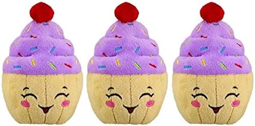 PetSport Happy Birthday Cupcake - Birthday Dog Toys, Happy Birthday Dog Toy, Certified Non-Toxic, Squeaker Inside, Durable, Super Soft, Colorfast, Cupcake Dog Toy - 4.5 Inch, 3-Pack