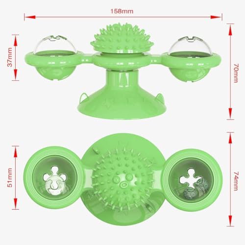 GBSYU Interactive Windmill Cat Toys with LED Light Ball Suction Cup Catnip Cat Chew Exercise Toy for Indoor Cats