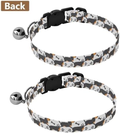 Cute Dachshund Dogs Kitten Bell Collar 2 Pack Kitten Collars Adjustable 10.6 to 17.1 Inches