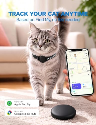 GPS Cat Tracker Collar (iOS & Android) - Real-Time Activity Tracking Black