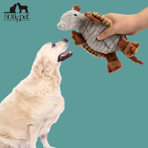 Hollypet Armadillo Squeaky Dog Toys for Medium Large Dogs, 10"