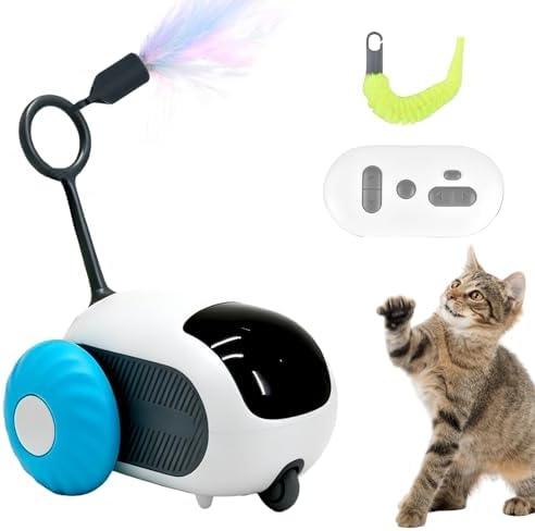 Remote Control Mouse Cat Toy, Smart Interactive Moving Cat Toy Car with Obstacle Avoid, USB Rechargeable Electric Kitten Exercise Toy for Indoor Cats（Blue）