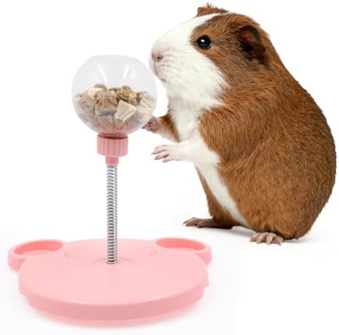 Small Animal Treat Dispenser, Guinea Pig Enrichment Toys with Spring and Base, Foraging Feeding Toys for Rabbit, Guinea Pig, Chinchilla, Rat and Other Small Animals