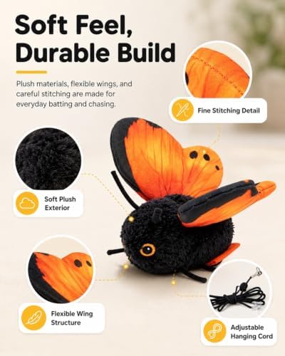 Smart Sensing Flapping Butterfly Toy for Cats