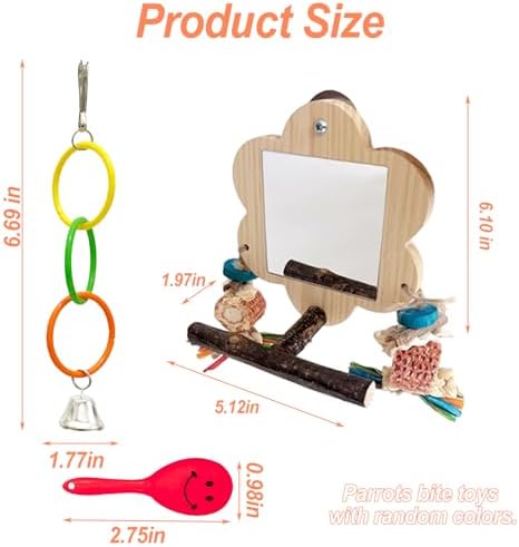 Bird Mirror with Perch Stand,Parrot Swing,Birds Toys for Alleviate Boredom