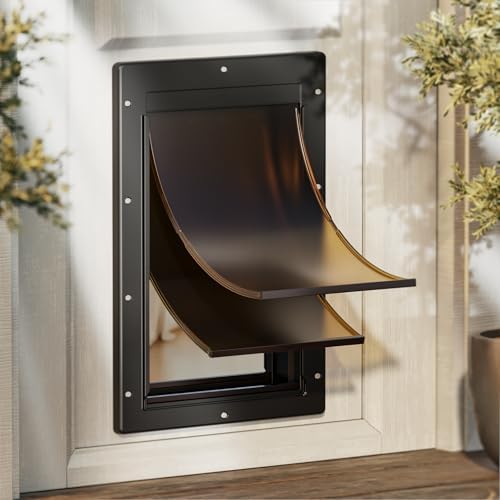 Plastic Dog Door, Large Doggy Door for Door | Pets Up to 100 LB, Eco-Friendly, Durable Plastic Frame, Never Rust, Double Magnetic Flaps, Easy Installation, Closing Panel
