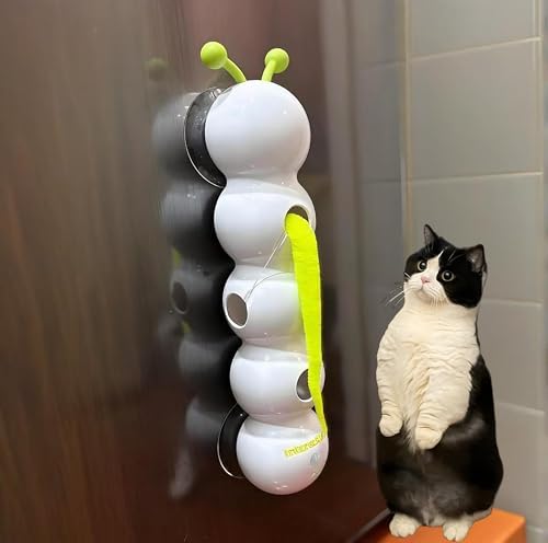 Caterpillar Cat Toy, Interactive with Worm Design, Automatic Cat Toy with Motion Sensor, Replaceable Tails Bite Resistant USB Rechargeable Teaser with Suction Cup,Indoor Cats for Daily Play