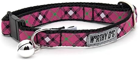 THE WORTHY DOG Graphic Pattern, Breakaway Cat Collar, with Bell, Hot Pink