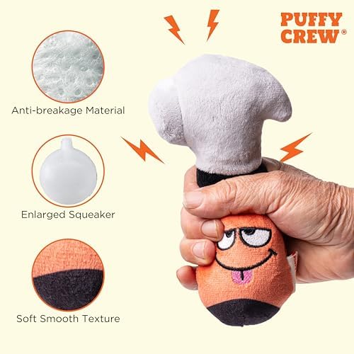 Squeaky Dog Plush Toy, Tools Bite_Stick Collection, 8", for Small and Medium Dogs (Hammer, Small)