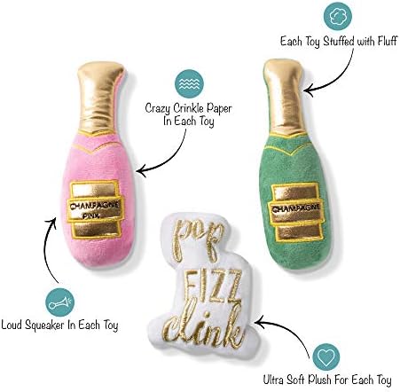 Fringe Studio Mini Plush Pet Toy Set with Squeaker, Feelin’ Bubbly! (289428), Multicolor