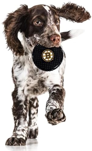 Pets First NHL Boston Bruins Hard-Nylon Bacon-Flavored Hockey-Puck Chew Toy, Indestructible Dog and Cat Chewy Toy, Tug, Fetch Toy, Sporty Fun Toy for Dogs