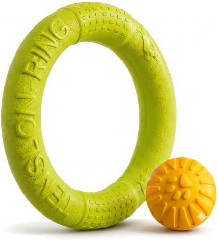 Large Dog Toy Ring and Ball Combo Set, Floating EVA 2 Pack (Green, Large)