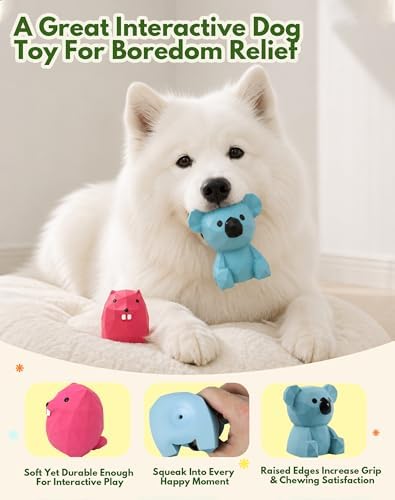 Deeow Soft Latex Dog Toys, Squeaky Puppy Teething Enrichment Toys 2''