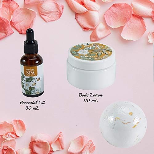 Mother’s Day Gift Baskets for Women- 3 Pcs Frankincense & Jasmine Scented Bath and Body Spa Self Care Kit, Relaxing Bath and Body Set, Home Spa Gifts for Her by Draizee