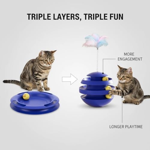 Cat Toys for Indoor Cats, Interactive Cat Ball Track with Feather