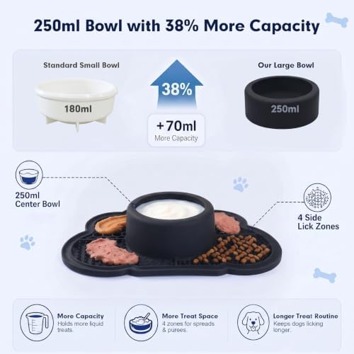 Anti-Slip Slow Feeder Dog Bowl and Lick Mat with Rolling Ball