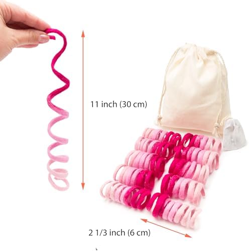 Glaciart One Felt Mini Spring Cat Toy – 10 Pcs Soft Fuzzy Enrichment 100% Natural Wool - Interactive Stretchable Play Cat Toy Set - Safe for Pets, Non-AZO Colored Dyes - 11” Long