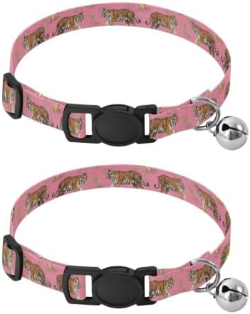 Cute Tigers Kitten Collar 2 Pack Lightweight Small Dog Collar Adjustable Length 10.6" to 17.1"